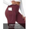 imagebaleaf Womens Petite Flare Leggings Tummy Control Crossover High Waisted Yoga Pants with Pockets Work Casual 27Wine Red