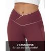 imagebaleaf Womens Petite Flare Leggings Tummy Control Crossover High Waisted Yoga Pants with Pockets Work Casual 27Wine Red
