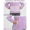 imagebaleaf Womens Quarter Zip Sherpa Fleece Pullover Lightweight Fuzzy Winter Warm Sweatshirt with Zipper Kangaroo PocketLight Purple