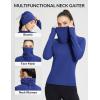imagebaleaf Womens Thermal Long Sleeve Shirts Fleece Mock Neck Top Warm Undershirts with Detachable Neck Gaiter ThumbholesBlue
