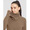 imagebaleaf Womens Thermal Long Sleeve Shirts Fleece Mock Neck Top Warm Undershirts with Detachable Neck Gaiter ThumbholesBrown