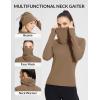 imagebaleaf Womens Thermal Long Sleeve Shirts Fleece Mock Neck Top Warm Undershirts with Detachable Neck Gaiter ThumbholesBrown