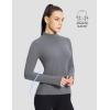 imagebaleaf Womens Thermal Long Sleeve Shirts Fleece Mock Neck Top Warm Undershirts with Detachable Neck Gaiter ThumbholesLight Grey
