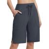 imageBALEAF Womens 11 Long Swim Board Shorts High Waisted Knee Length Swimming Bottoms Quick Dry Swimsuits with Pockets LinerDark Gray