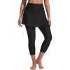 imageBALEAF Womens 20 Swim Leggings with Skirt High Waisted Skirted Pants Long Swimming Capris UPF50 with Liner and PocketsBlack