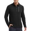 imagebaleaf Fleece Quarter Zip Pullover Men Sweatshirt with Zipper Pocket Reflective Strip Running Golf CausalBlack