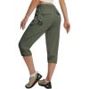 imagebaleaf Womens 19 Capri Pants with 7 Pockets Lightweight Quick Dry Water Resistant Hiking Travel Summer Pants for OutdoorArmy Green