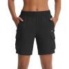 imagebaleaf Womens 7 Hiking Shorts Lightweight Water Resistant Athletic Golf Cargo Shorts with Zipper Pockets Quick Dry SummerBlack
