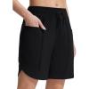 imagebaleaf Womens 7 Long Board Shorts High Waisted Swim Shorts Modest Swimsuits with Pockets Quick Dry UPF50Black