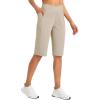 imagebaleaf Womens Bermuda Long Shorts 14 Knee Length Capris High Waisted Athletic Shorts with Pockets Summer Stretch LooseKhaki