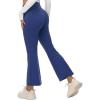 imagebaleaf Womens Petite Flare Leggings Tummy Control Crossover High Waisted Yoga Pants with Pockets Work Casual 27Navy Blue