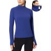 imagebaleaf Womens Thermal Long Sleeve Shirts Fleece Mock Neck Top Warm Undershirts with Detachable Neck Gaiter ThumbholesBlue