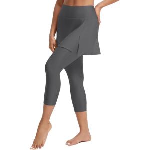 imageBALEAF Womens 20 Swim Leggings with Skirt High Waisted Skirted Pants Long Swimming Capris UPF50 with Liner and PocketsDark Gray