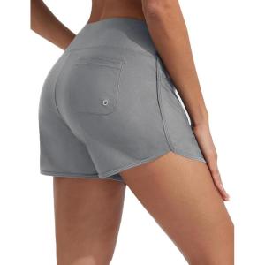 imageBALEAF Womens 3 Swim Board Shorts High Waisted Bathing Suit Bottoms for Swimming with Liner Pockets UPF 50Dark Gray