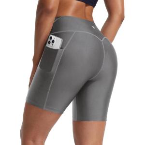 imageBALEAF Womens 6 High Waisted Swim Shorts UPF 50 Tummy Control Board Shorts with Liner and PocketsDark Gray