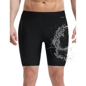 imagebaleaf Mens 75 Swim Trunks Water Resistant Swimming Jammers Quick Dry Athletic Swimsuit Competition Swimwear ShortsBlack