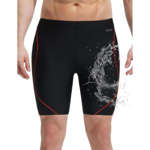 imagebaleaf Mens 75 Swim Trunks Water Resistant Swimming Jammers Quick Dry Athletic Swimsuit Competition Swimwear ShortsBlackRed