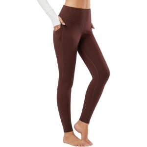 imagebaleaf Winter Clothing Women Leggings Fleece Lined Tights Thermal Warm Thick Cold Weather Gear 1 PocketsBrown