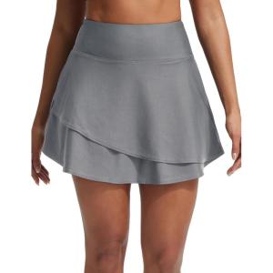 imagebaleaf Womens 15 High Waisted Swim Skirt Ruffle Quick Dry Bathing Suit Swimsuit Bottoms with Slant Pockets UPF 50Dark Gray