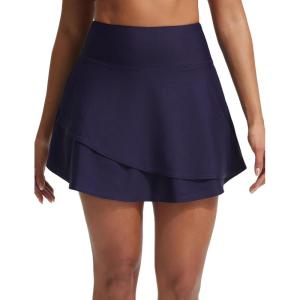 imagebaleaf Womens 15 High Waisted Swim Skirt Ruffle Quick Dry Bathing Suit Swimsuit Bottoms with Slant Pockets UPF 50Navy Blue