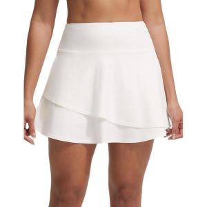 imagebaleaf Womens 15 High Waisted Swim Skirt Ruffle Quick Dry Bathing Suit Swimsuit Bottoms with Slant Pockets UPF 50Star White