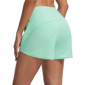 imagebaleaf Womens 4 High Waisted Swim Board Shorts Quick Dry UPF50 with Zipper PocketsLight Green