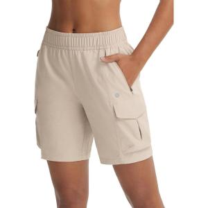 imagebaleaf Womens 7 Hiking Shorts Lightweight Water Resistant Athletic Golf Cargo Shorts with Zipper Pockets Quick Dry SummerKhaki