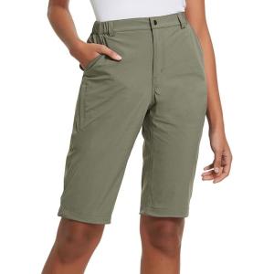 imagebaleaf Womens Bermuda Knee Length Long Shorts for Summer Hiking Golf Camping Stretch Lightweight Nylon Quick DrySage Green