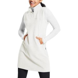 imagebaleaf Womens Fleece Dress Sweatshirt Long Tunic Quarter Zip Pullover Polar Winter Warm Thermal Travel Dress with PocketStar White