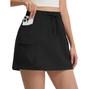 imagebaleaf Womens Hiking Cargo Skort High Waisted Golf Travel Athletic Skirts with Pocket Water Resistant Sport SkortsBlack