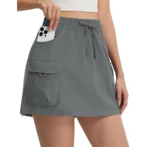 imagebaleaf Womens Hiking Cargo Skort High Waisted Golf Travel Athletic Skirts with Pocket Water Resistant Sport SkortsDark Gray
