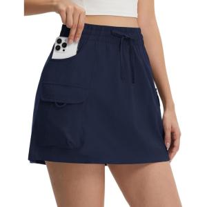imagebaleaf Womens Hiking Cargo Skort High Waisted Golf Travel Athletic Skirts with Pocket Water Resistant Sport SkortsNavy Blue