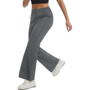 imagebaleaf Womens Hiking Pants Lightweight Water Resistant Travel Flare Pants with Pockets Quick Dry Breathable Drawstring WaistDark Gray