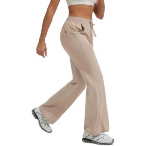 imagebaleaf Womens Hiking Pants Lightweight Water Resistant Travel Flare Pants with Pockets Quick Dry Breathable Drawstring WaistKhaki Gray