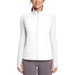 imagebaleaf Womens Lightweight Warm Puffer Vest Running Winter Hybrid Sleeveless Quilted Water Resistant JacketStar White