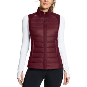 imagebaleaf Womens Lightweight Warm Puffer Vest Running Winter Hybrid Sleeveless Quilted Water Resistant JacketWine Red