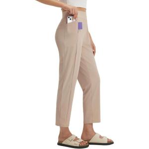 imagebaleaf Womens Petite Casual Pants with 3 Pockets 25 Ankle Golf Pant Pull On Stretchy 78 Travel Work SlacksKhaki