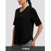 imageBALEAF Womens Half Sleeve Athletic Shirts V Neck Elbow Short Sleeve Workout Tops UPF 50 Sun Protection UV Yoga RunningBlack