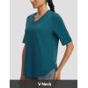 imageBALEAF Womens Half Sleeve Athletic Shirts V Neck Elbow Short Sleeve Workout Tops UPF 50 Sun Protection UV Yoga RunningBlue