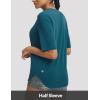 imageBALEAF Womens Half Sleeve Athletic Shirts V Neck Elbow Short Sleeve Workout Tops UPF 50 Sun Protection UV Yoga RunningBlue