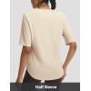 imageBALEAF Womens Half Sleeve Athletic Shirts V Neck Elbow Short Sleeve Workout Tops UPF 50 Sun Protection UV Yoga RunningLight Brown