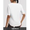 imageBALEAF Womens Half Sleeve Athletic Shirts V Neck Elbow Short Sleeve Workout Tops UPF 50 Sun Protection UV Yoga RunningStar White