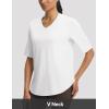 imageBALEAF Womens Half Sleeve Athletic Shirts V Neck Elbow Short Sleeve Workout Tops UPF 50 Sun Protection UV Yoga RunningStar White