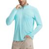 imagebaleaf Mens Long Sleeve Sun Shirts 14 Zip Up UPF 50 Fishing Hiking Lightweight Rash Guard UV Outdoor Running Shirt TeesLight Green