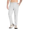 imagebaleaf Mens Running Pants Elastic Waist Lightweight Jogging Stretch Golf Workout Pants with Zipper PocketsLight Grey