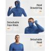 imagebaleaf Mens Sun Hoodie Long Sleeve Fishing Shirts UPF 50 Lightweight SPF UV Hiking Rash Guard with Detachable Hood MaskNavy Blue