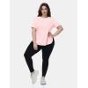 imagebaleaf Plus Size Workout Tops for Women Short Sleeve Loose Fit Shirts Crew Neck Quick Dry UPF50 Athletic Gym YogaLight Pink