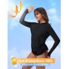 imagebaleaf Rash Guard for Women Long Sleeve Swim Shirt UPF 50 Swimsuits Top for Women with Kangaroo PocketBlack