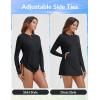 imagebaleaf Rash Guard for Women Long Sleeve Swim Shirt UPF 50 Swimsuits Top for Women with Kangaroo PocketBlack