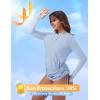imagebaleaf Rash Guard for Women Long Sleeve Swim Shirt UPF 50 Swimsuits Top for Women with Kangaroo PocketLight Blue